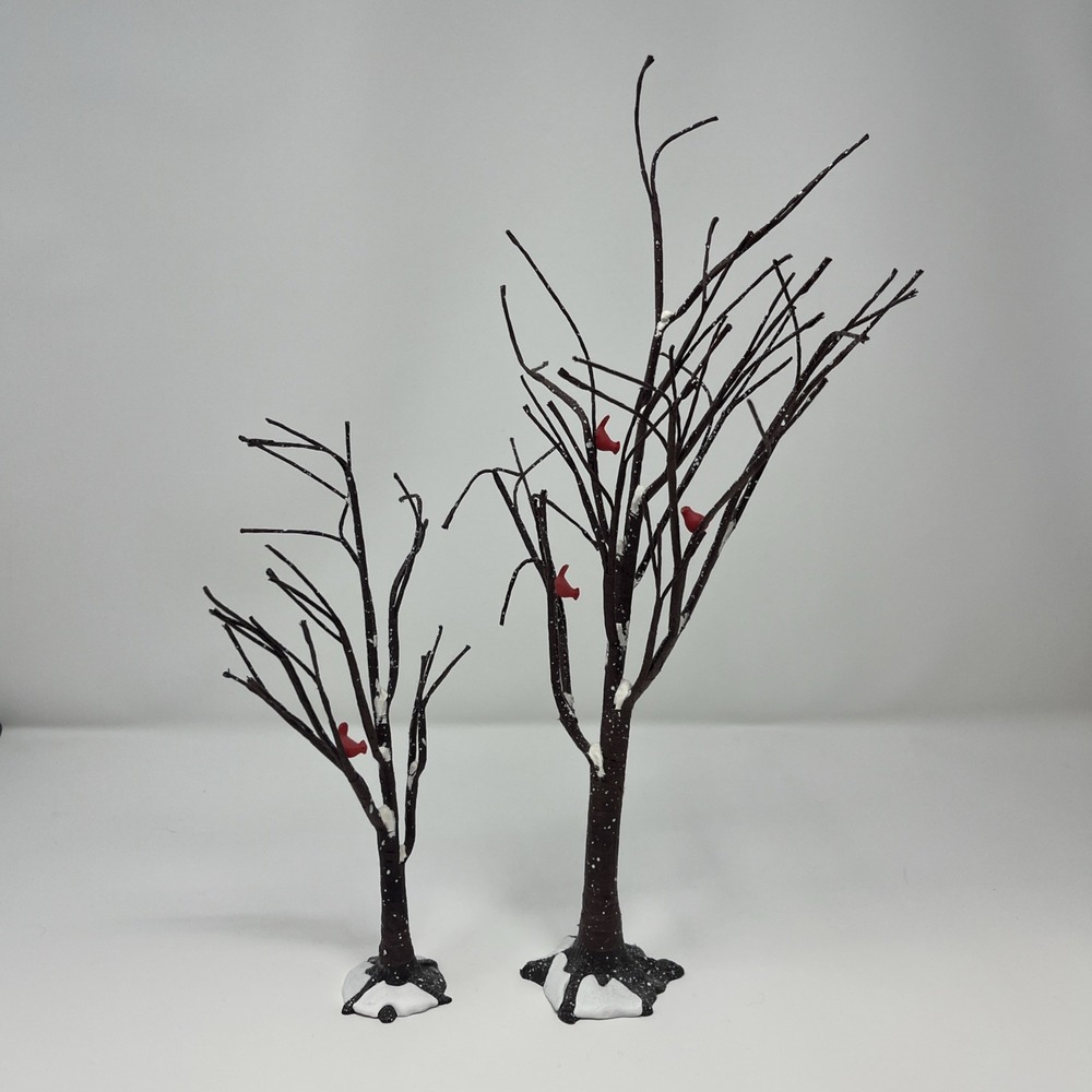 Dept 56 Bare Branch Tree with Red Birds Lot Of‎ 2